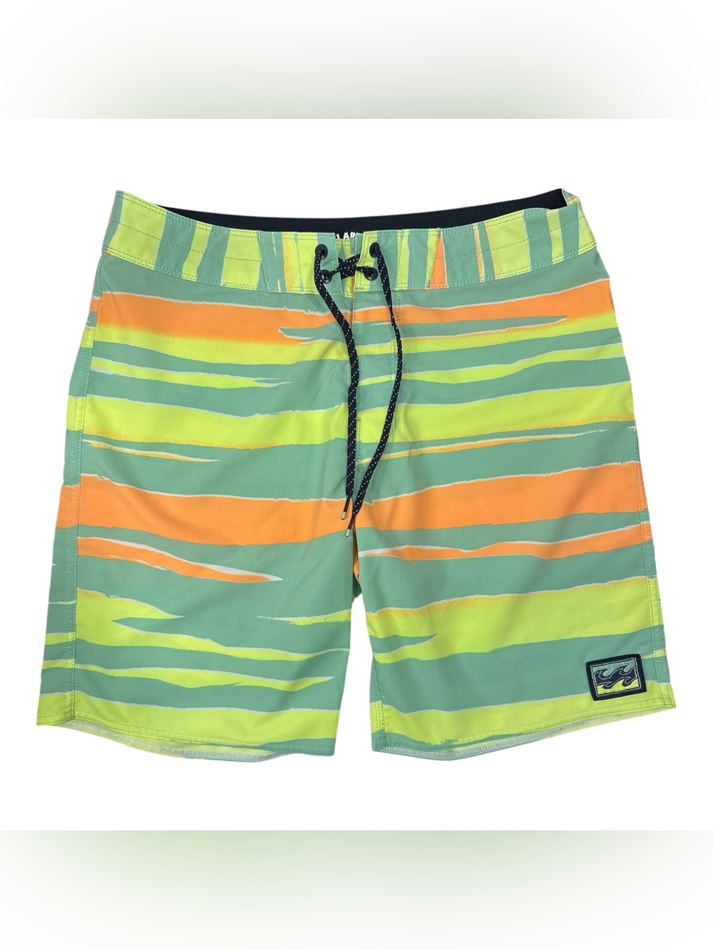 Billabong Recycler Sundays Swim Trunks Board Shorts Sz 30 Orange Green Yellow
